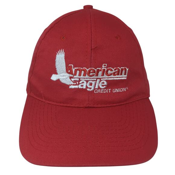 American Eagle Credit Union Baseball Cap Red One Size Adjustable Hit Wear - Picture 1 of 9